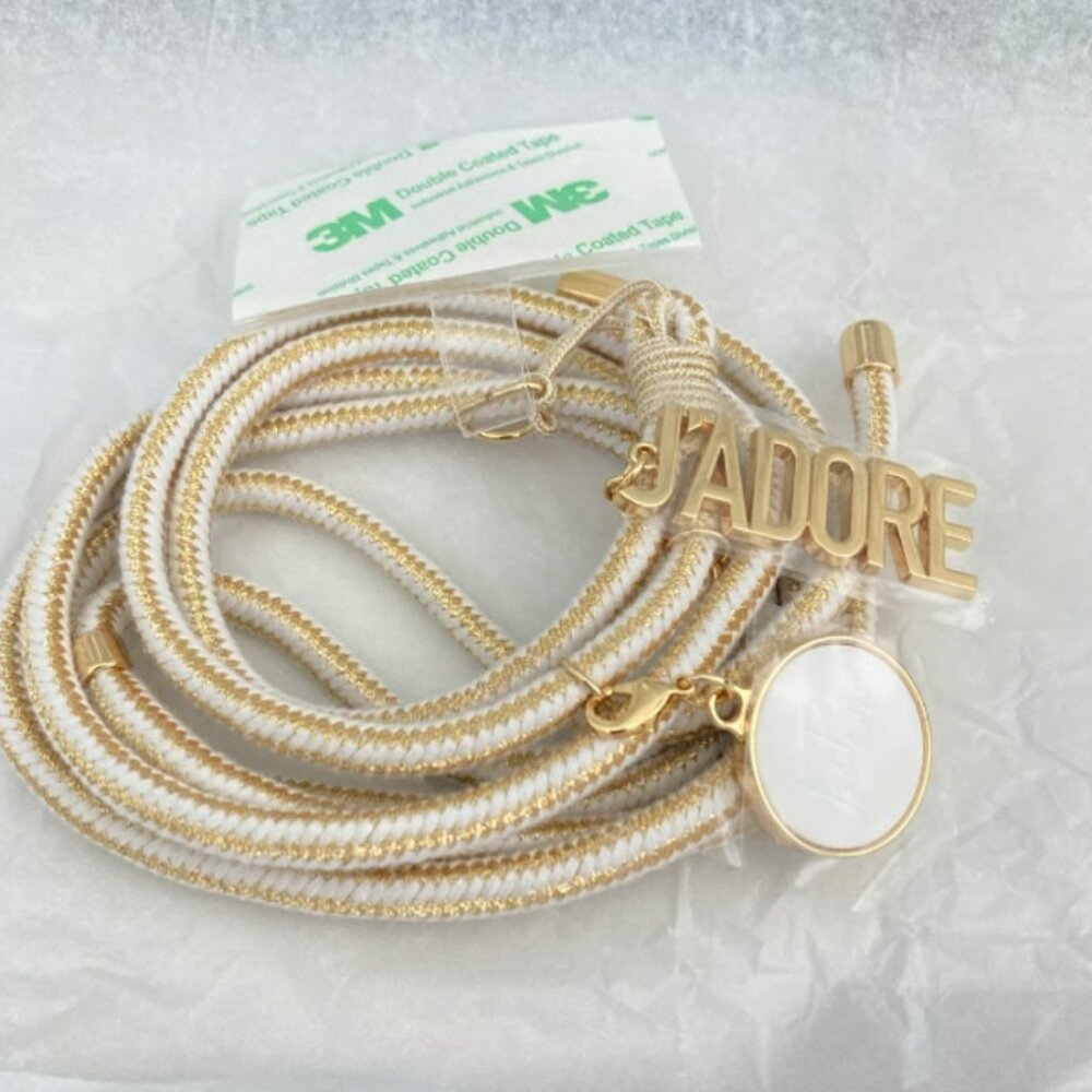🎅🏽 Dior J’Adore Phone Case Lanyard Strap Key Ring Charm Gold and White - Picture 3 of 10